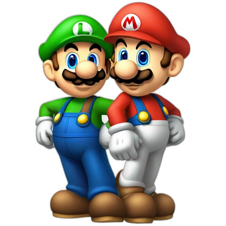 Mario et luigi qui se font un bisous emoji