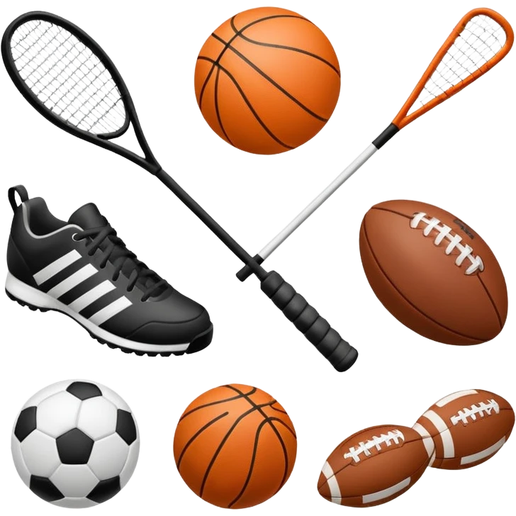 Sports equipment in black and white emoji