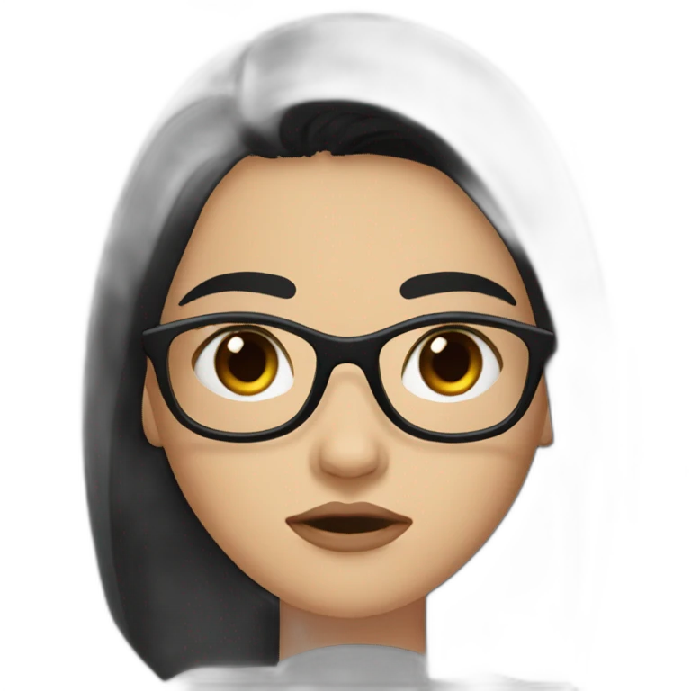 girl-glasses-anger-black straight hair-wirte skins-dark eyes-smal eyes emoji