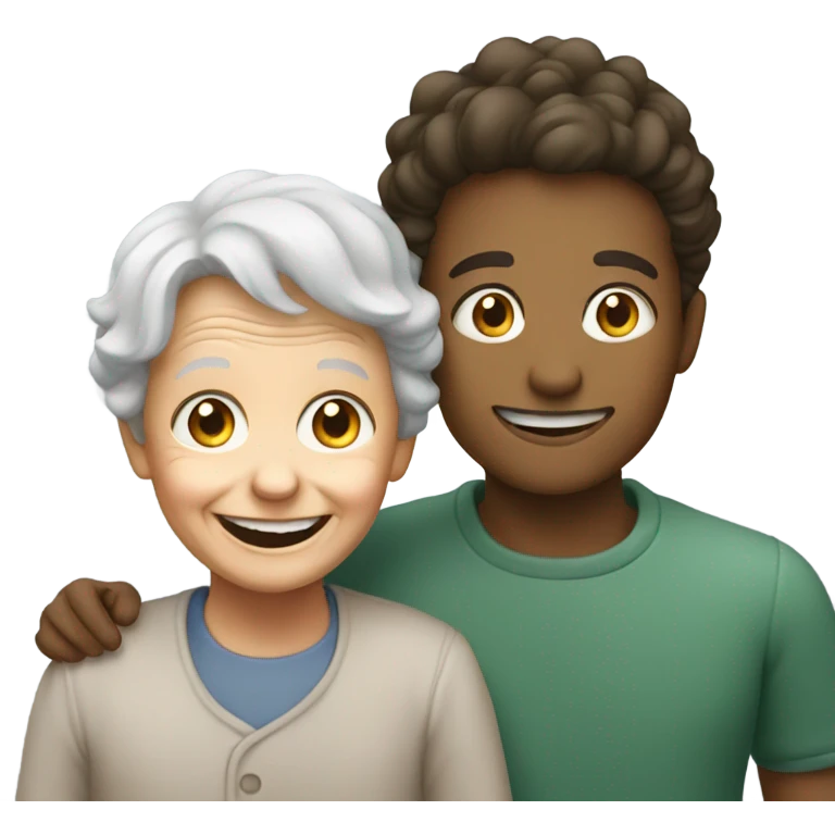 boys smiling with old woman emoji