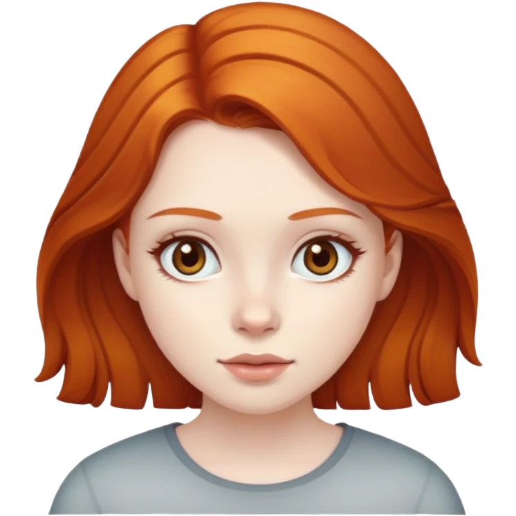 A girl with pale skin, dark brown eyes and ginger hair  emoji