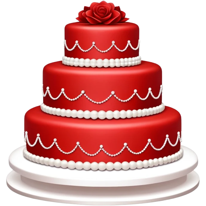 Fully red wedding cake with multiple tiers, all red icing and decorations emoji