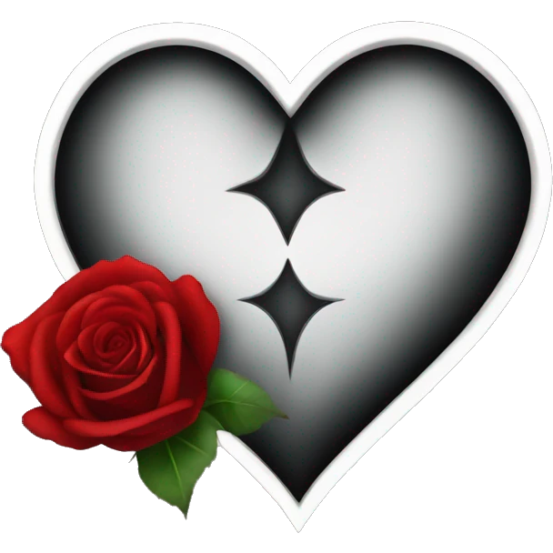 Gothic heart with red rose emoji