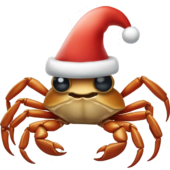 Crab in a Christmas hat emoji