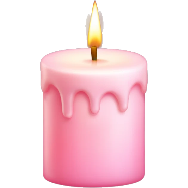 Pastel Pink Candle "A pastel pink candle with a glowing flame, surrounded by swirling sparkles and tiny floating heart-shaped lights." emoji