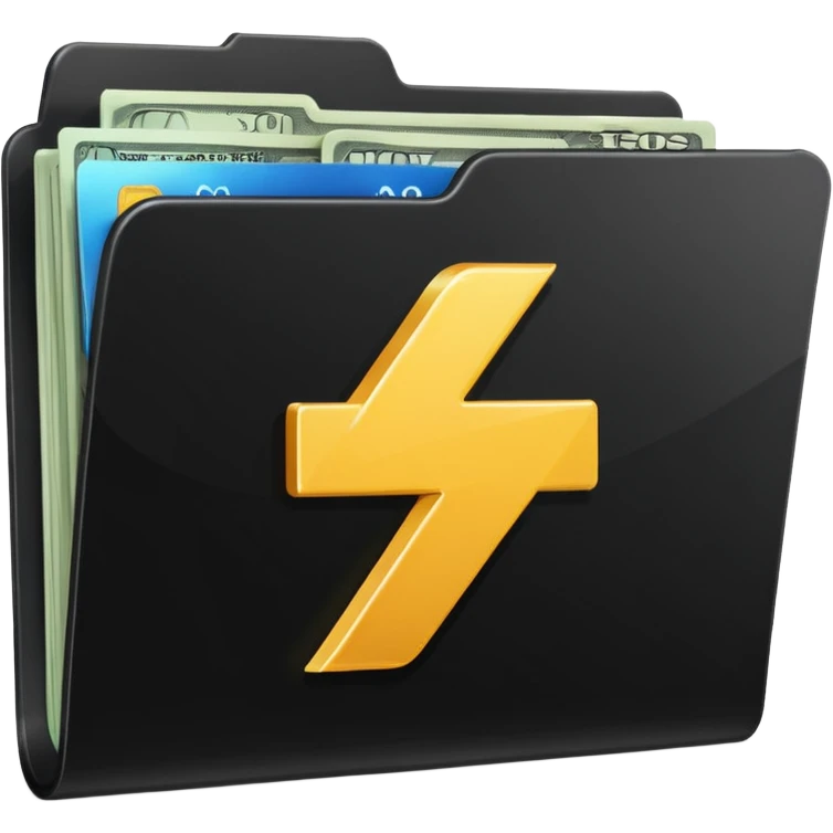 black folder flash file with a finances logo emoji