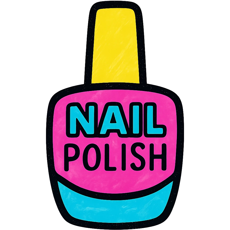 nail polish bottle logo, playful and vibrant, bright colors, simple shapes, suitable for a nail paint brand, no text emoji