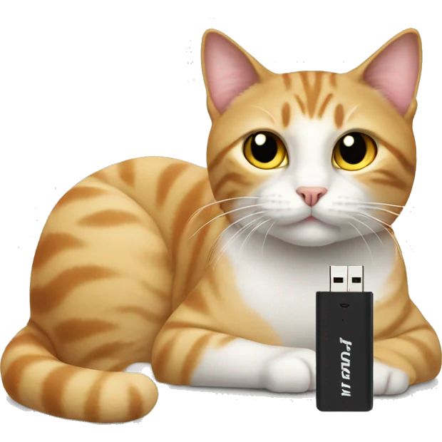 cat holding a usb emoji