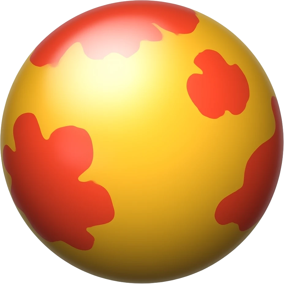 Yellow and red paint ball emoji