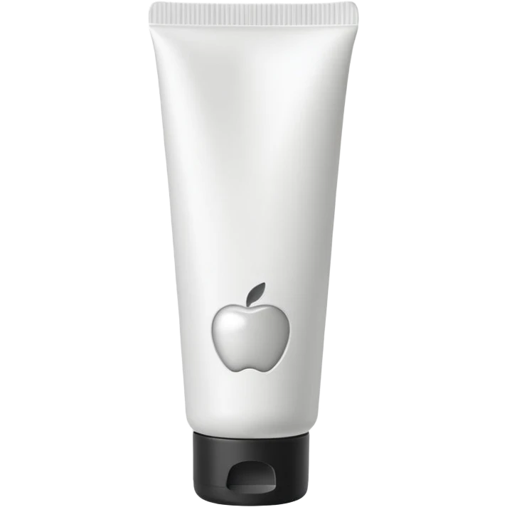 small squeezable tube with tapered nozzle and removable cap, slightly angled, subtle glossy highlight, compact smooth monochrome white, minimalistic design, no label, no glue drops, no extras, closed tube, apple emoji style, soft lighting, subtle shadows, emoji scale emoji