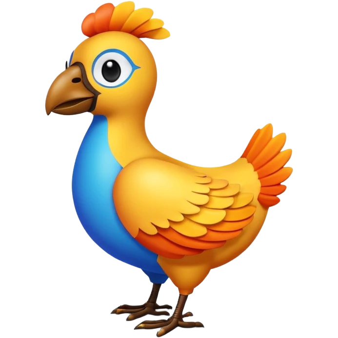 A 3D cartoon Sankofa bird with its head turned backward holding an egg in its beak, symbolizing learning from the past, vibrant colors, smooth lighting, Memoji-style rendering. emoji