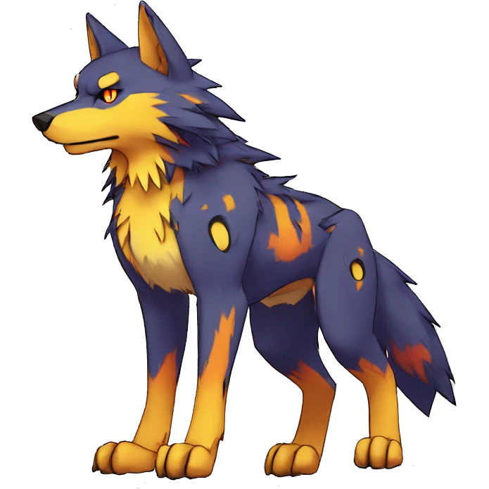  Cool Edgy Colorful Digimon-Fakemon-Wolf with edgy markings full body emoji