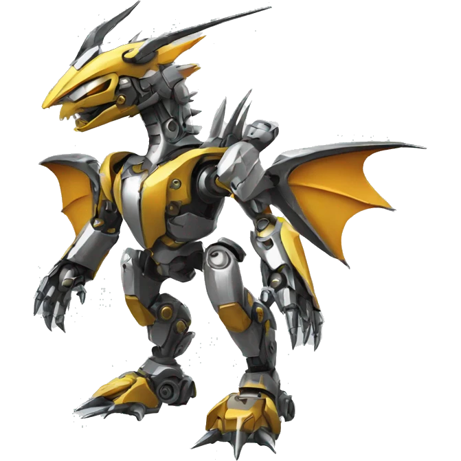 a futuristic mechanical spiky Medabot-Dragon full body emoji