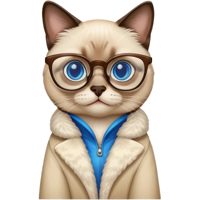 siam cat with glasses  emoji