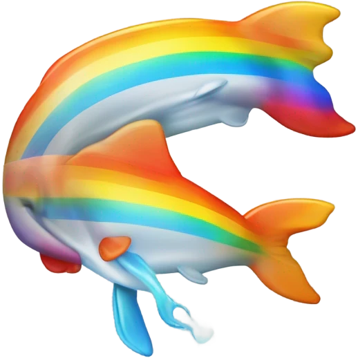 Un delfín con un arcoíris emoji