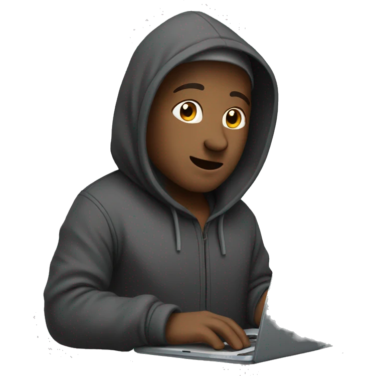 person in a hoodie using a laptop emoji