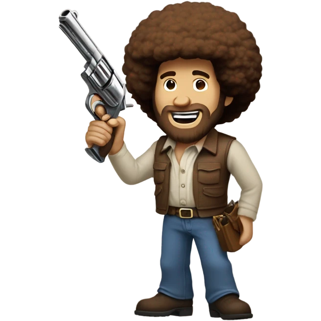 Bob Ross holding a Colt Python emoji