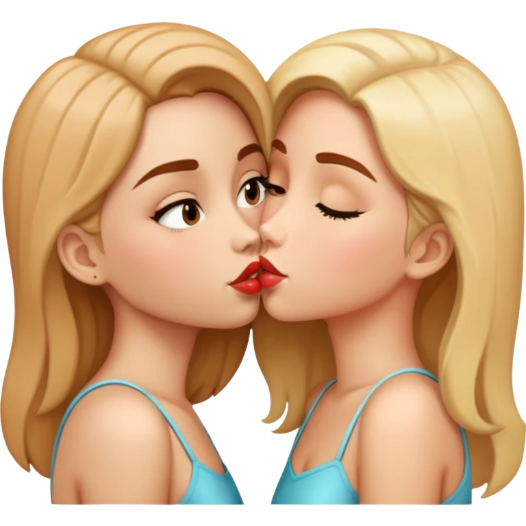 Two large girls in love kissing emoji