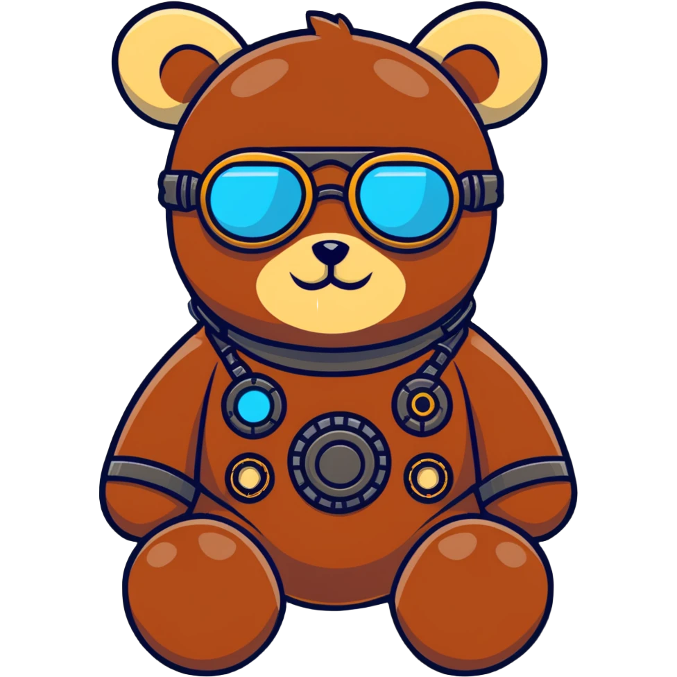 Steampunk teddy bear with goggles emoji