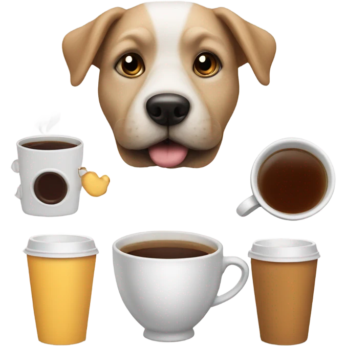 Dog drink coffe and tea  emoji