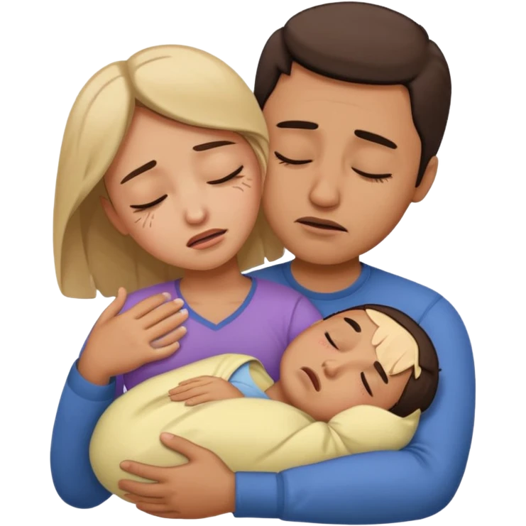 A man holding a sleeping woman in his arms whilst crying  emoji