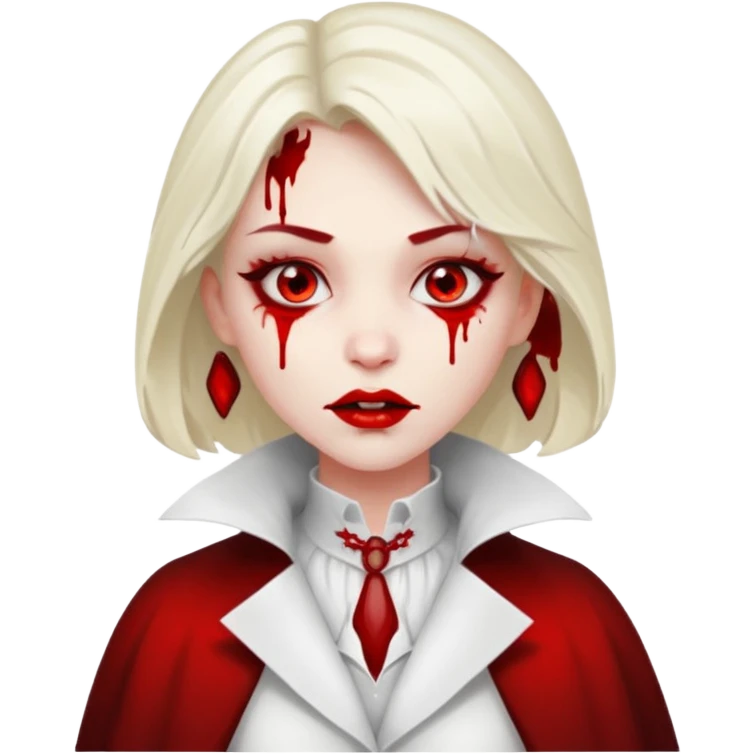 Women Vampire withwhite coat dress and eyes should be red with blood emoji