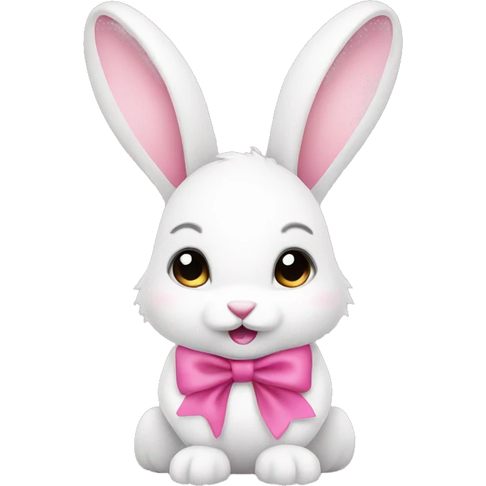 White bunny with a pink bow emoji