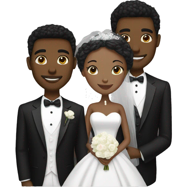 Black bride and white groom emoji