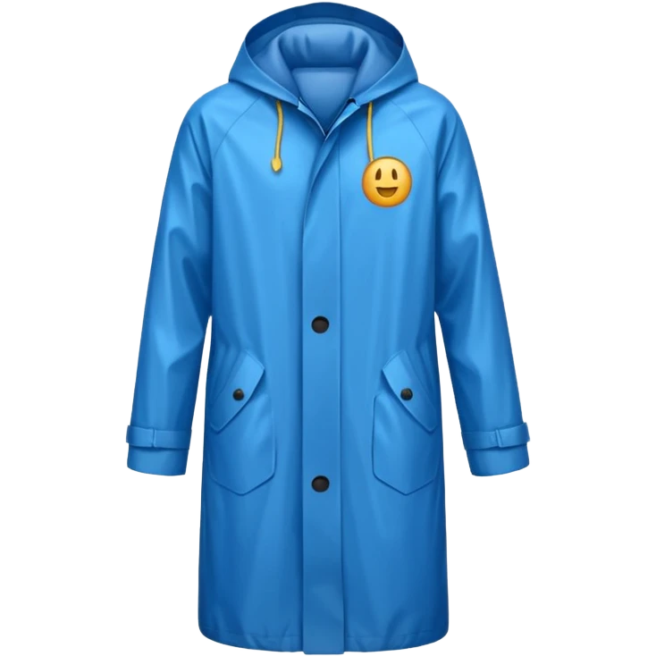 blue raincoat, just rain coat, negative: object. emoji