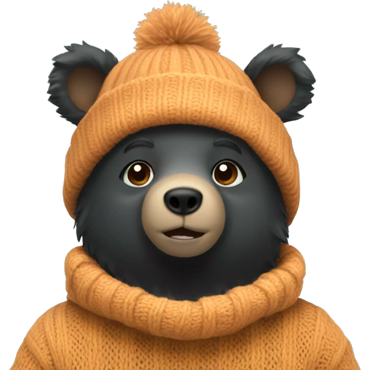 Black bear in a beanie and sweater  emoji