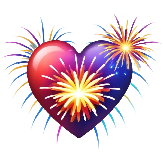 a heart with fireworks emoji