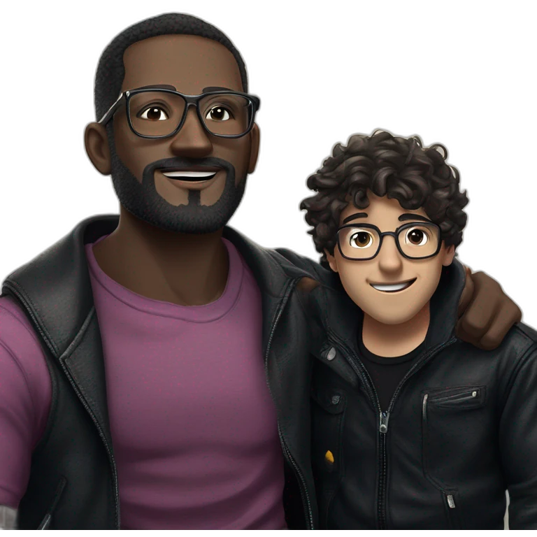 smiling boys in black emoji