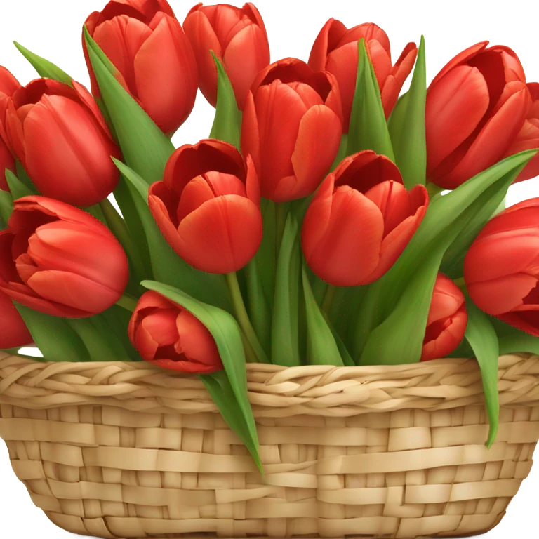 Red tulips bouquet in basket emoji