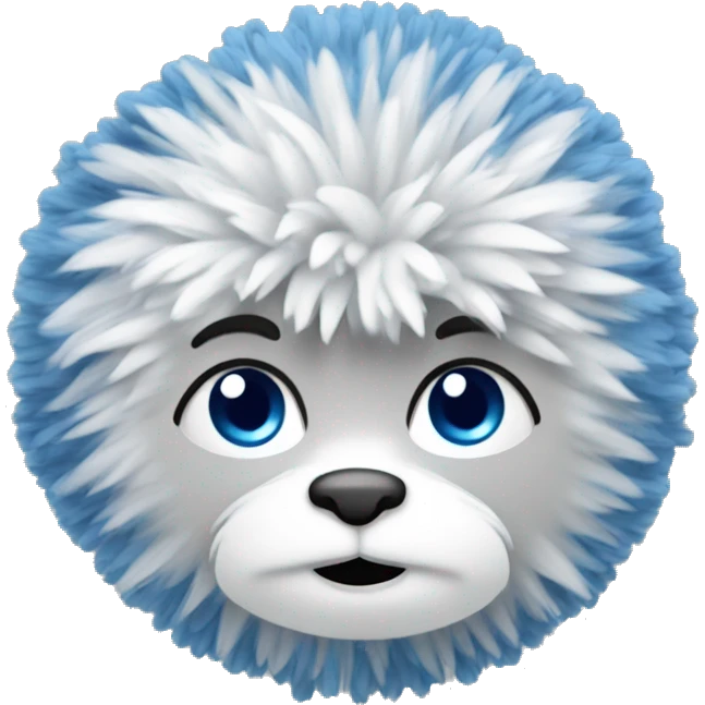Blue, silver, and white pompom emoji
