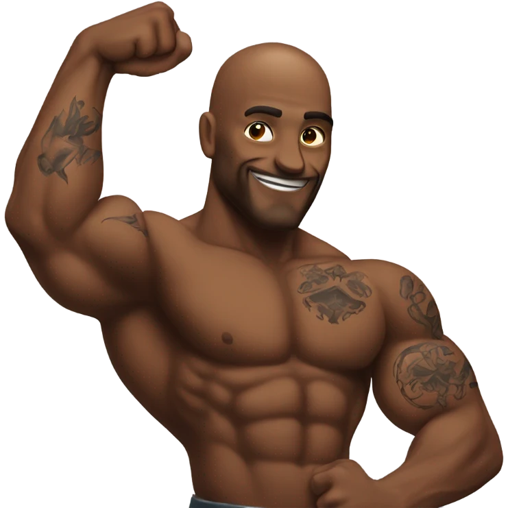Flexing brown arm with tattoos emoji