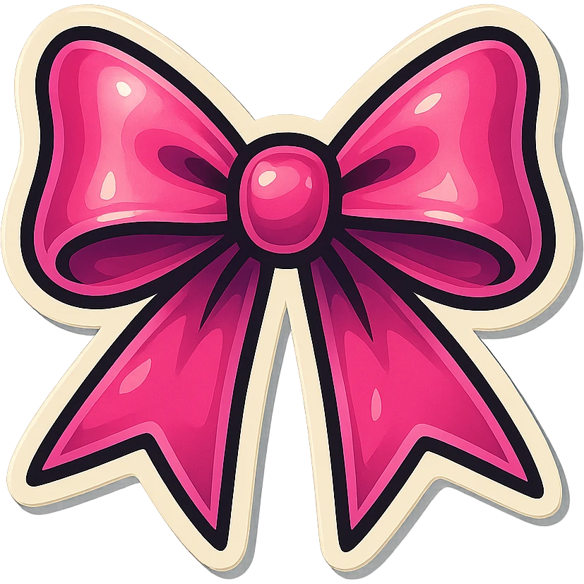 pink gothic bow in retro stickers style emoji