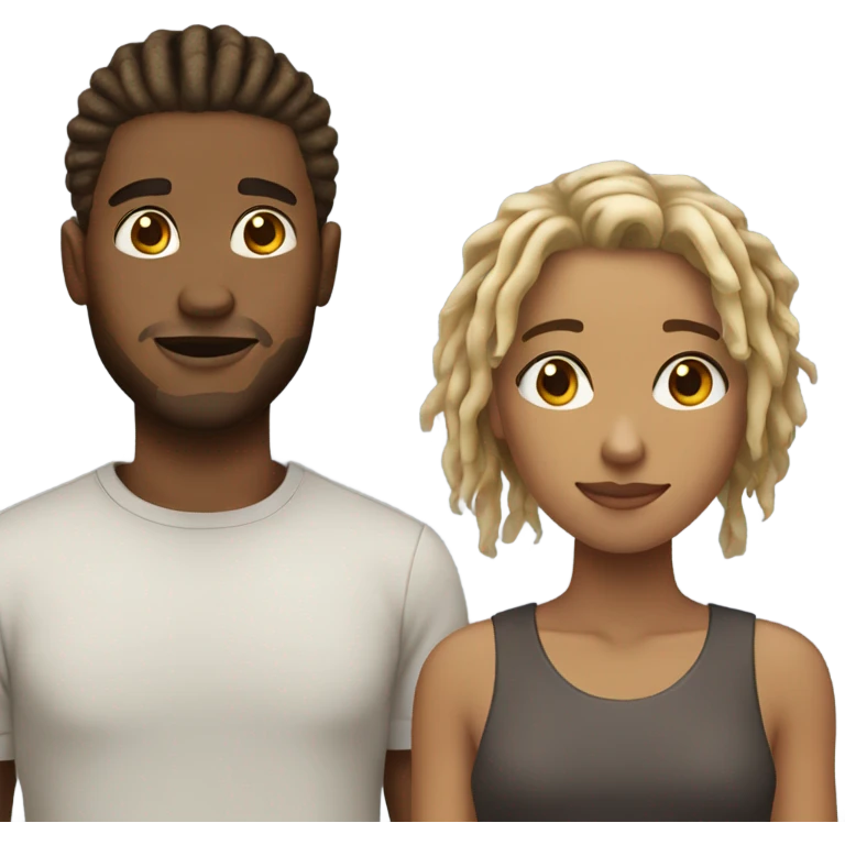 Light brown guy with dreads dark brown girl with short blonde haircut emoji