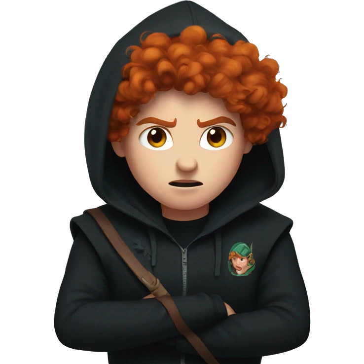 angry merida in a black hoodie emoji