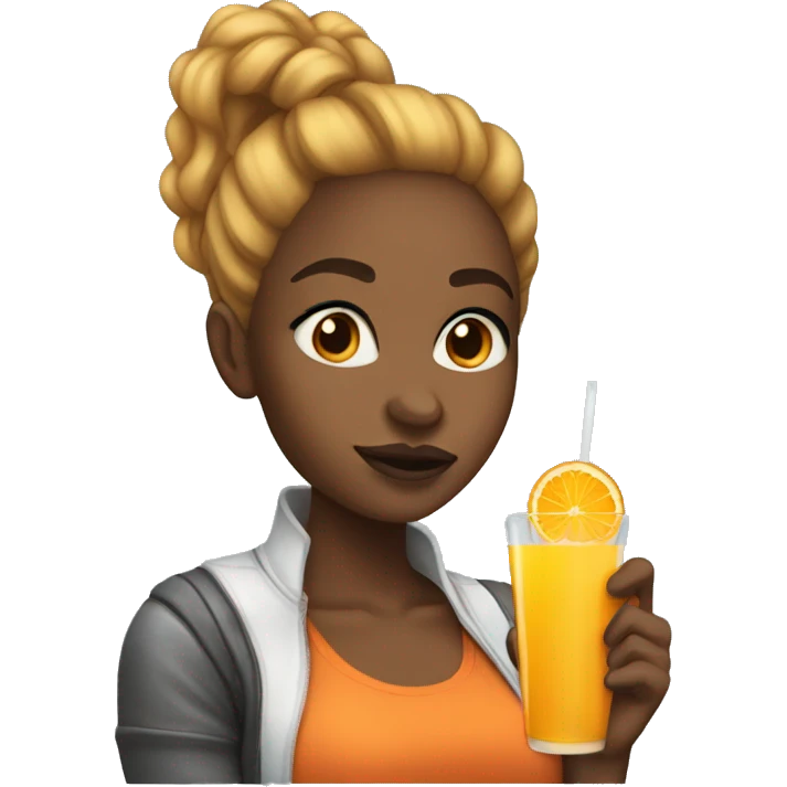 black women with high pony with orange juice and cookie  emoji