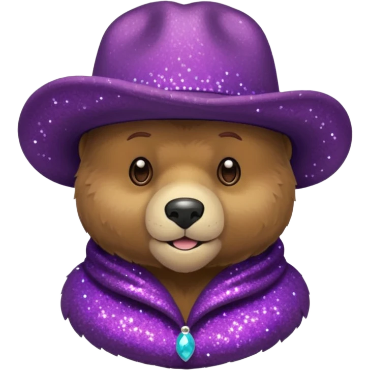 Urso adulto com boné roxo com glitter emoji
