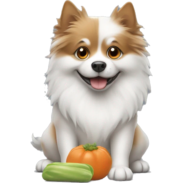 Spitz dog with food emoji