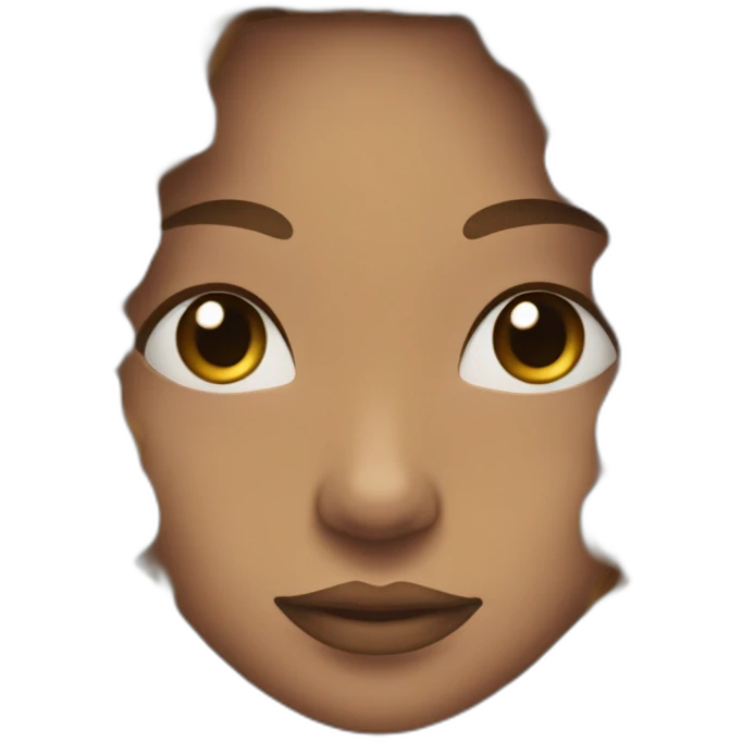 face of a woman with long big brown thick curly dreadlocks, her eyes closed and she is blushing emoji