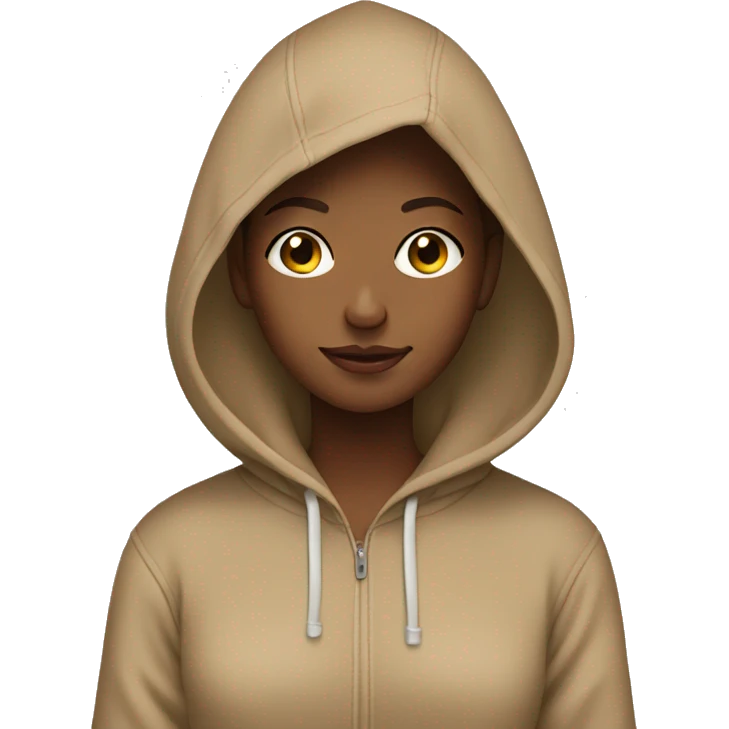 A girl wearing a tan hoodie emoji
