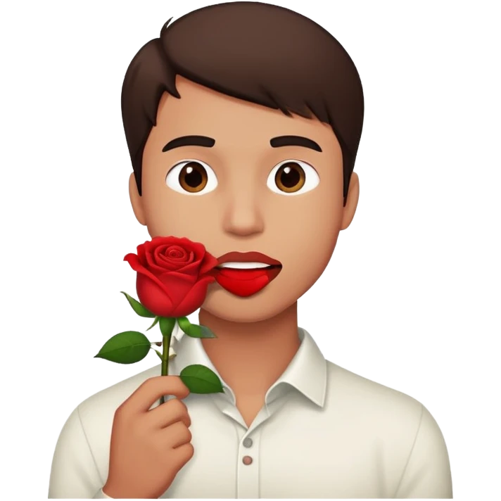 Guy holding a rose in his mouth  emoji