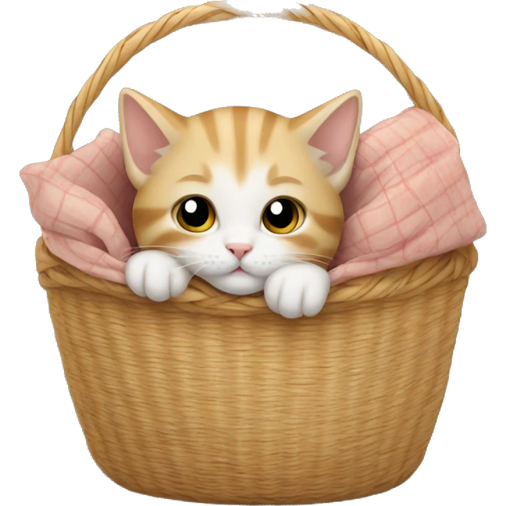 Kitten curled up in a basket emoji