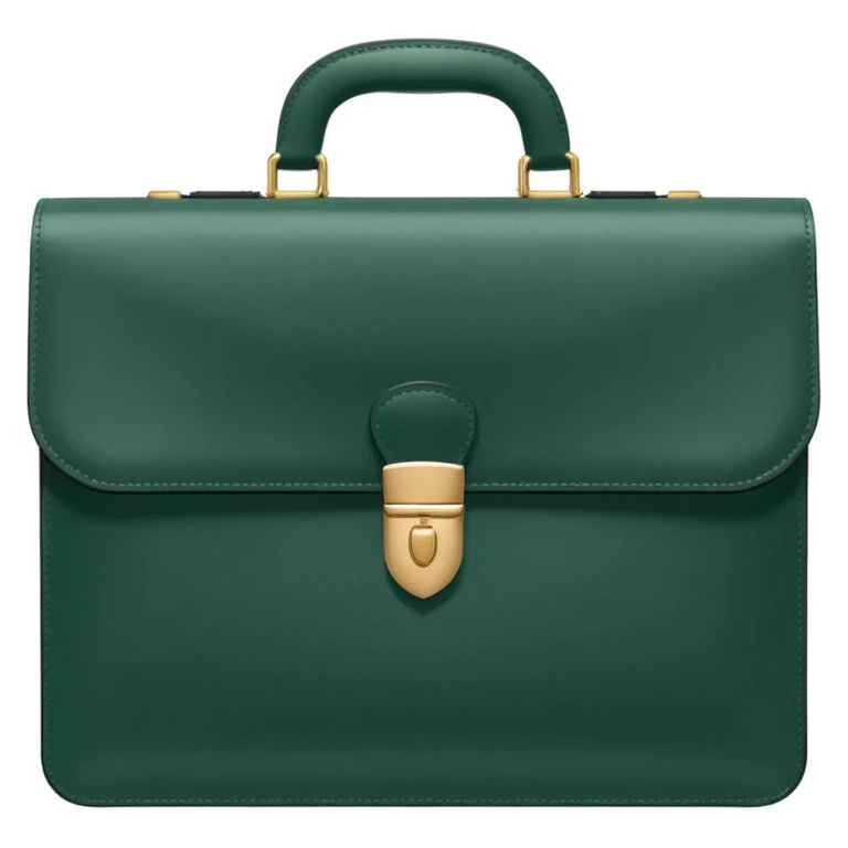 female hand with nude manicure holding dark green briefcase for papers, minimalism, front view, no emojis or faces, white background emoji