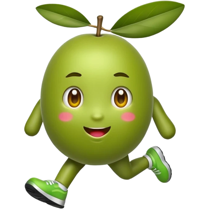 olive fruit running, cute emoji