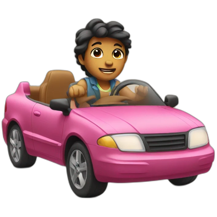 A character riding a car emoji