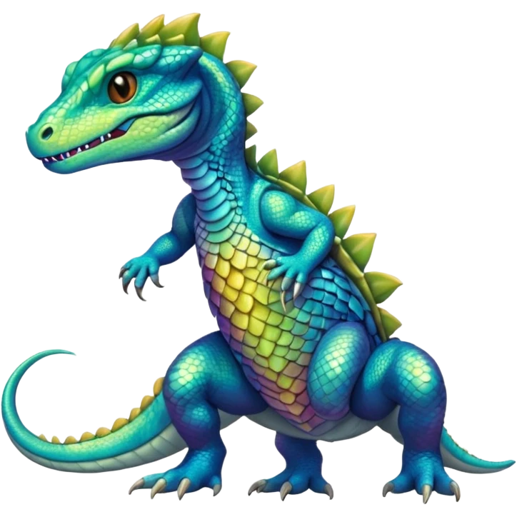 Shiny furry reptilian-Fakémon-creature (full body) emoji