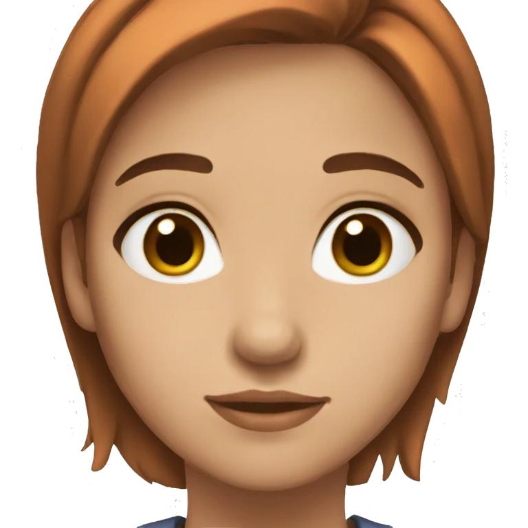 Girl brown eyes, auburn short hair  emoji